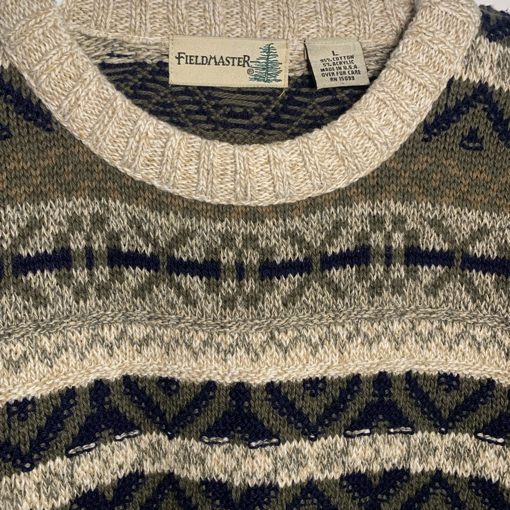 Vintage 90s Fieldmaster Nordic Knitted Men’s Pull Over Sweatshirt Size Large USA - Picture 4 of 8